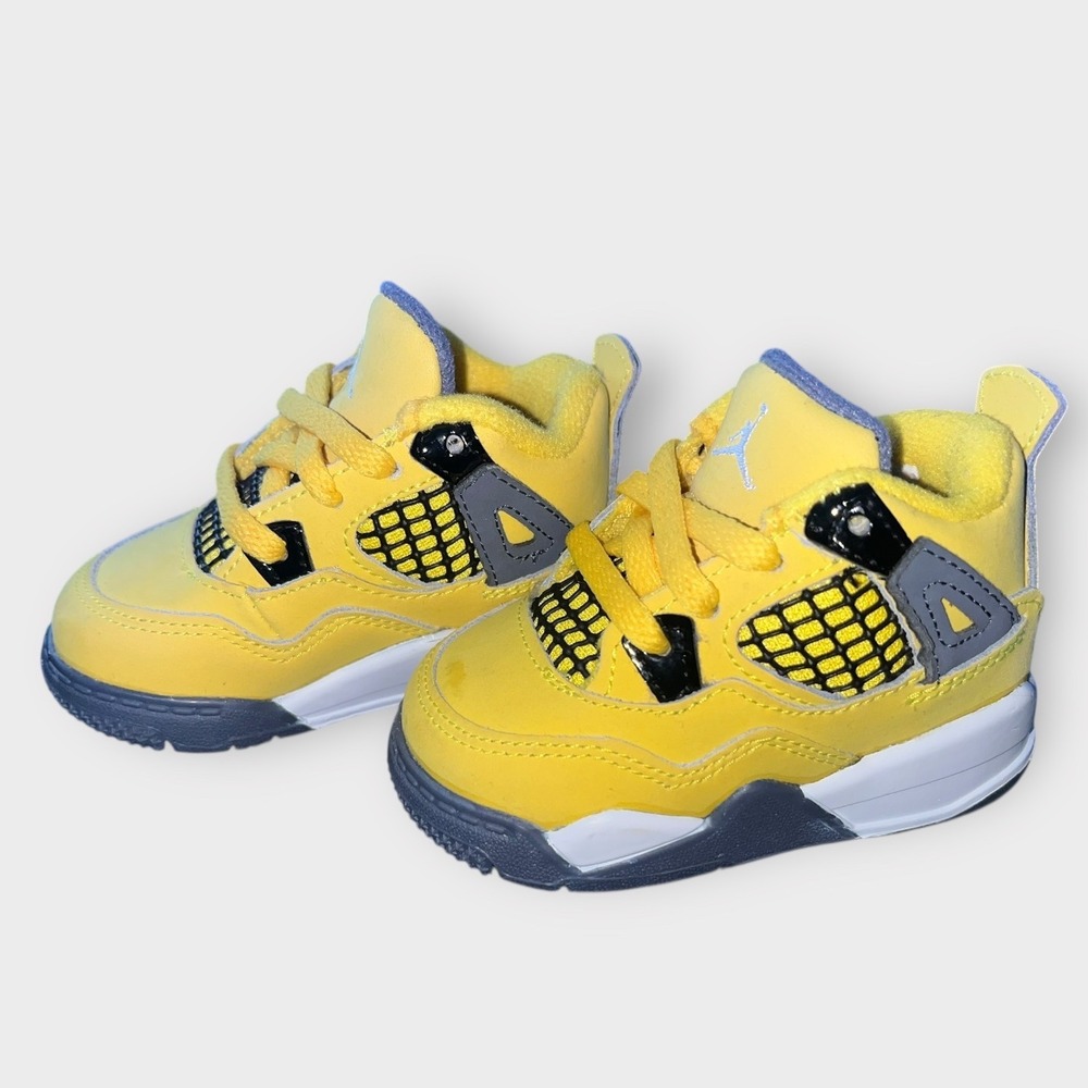 Air Jordan 4 Retro (TD) Yellow Gray Size 4C (Toddler)